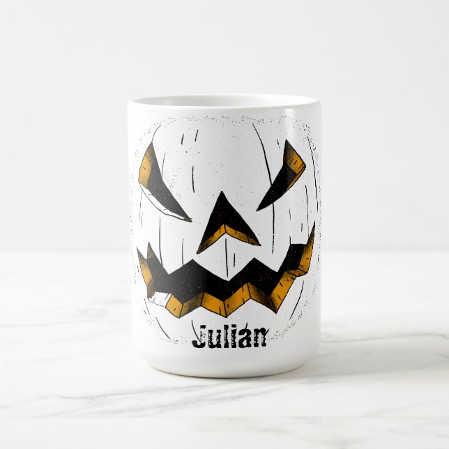 Einfache Kürbisgesicht Halloween-Jack-o-Laternen Kaffeetasse (Mittel)