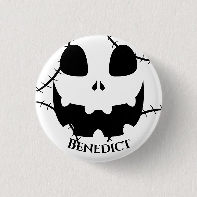 Einfache Kürbisgesicht Halloween Jack-o-Laternen N Button (Vorderseite)