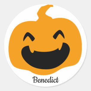 Einfache Kürbisgesicht Halloween Jack-o-Laternen N Runder Aufkleber