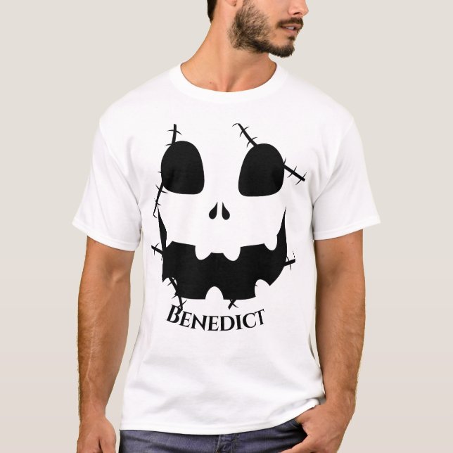 Einfache Kürbisgesicht Halloween Jack-o-Laternen N T-Shirt (Vorderseite)