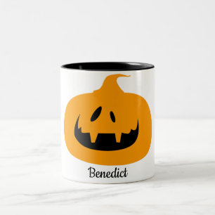 Einfache Kürbisgesicht Halloween Jack-o-Laternen N Zweifarbige Tasse