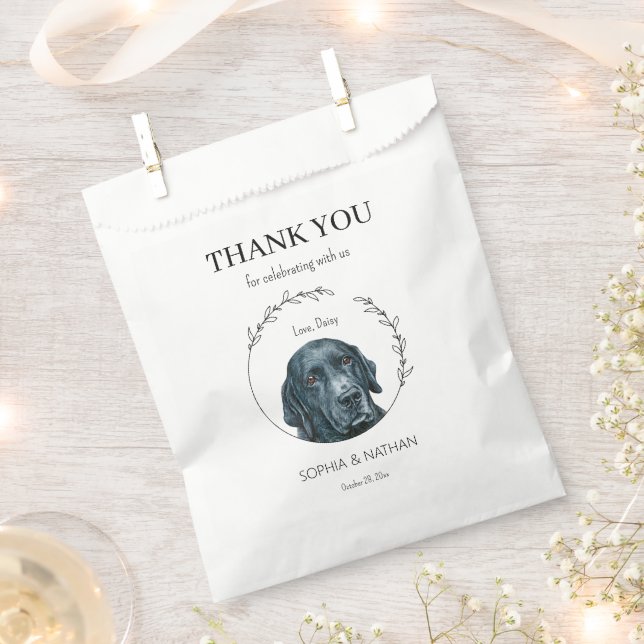 Einfache Labrador Retriever Dog Wedding Vielen Dan Geschenktütchen (Ausgeschnitten)