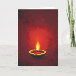 Einfache Lampe Deep Red Diwali Feiertagskarte