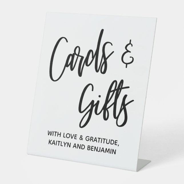 Einfache Lässige Handschriftenkarten und Geschenke Sockelschild (Vorderseite)