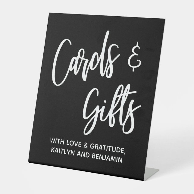Einfache Lässige Handschriftenkarten und Geschenke Sockelschild (Vorderseite)