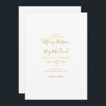 Einfache Lässige Hochzeitsfeier Einladung<br><div class="desc">Diese lässige Hochzeitseinladung aus Gold ist perfekt für Ihre moderne,  minimalistische Weiß- und Goldhochzeit. Das Design besticht durch minimalen zeitgenössischen Gold-Schriftart,  begleitet von formaler Kalligraphie. Behalt es so,  wie es ist,  oder wählen Sie es mit Ihren eigenen Kunstwerken oder Fotos zu personalisieren!</div>