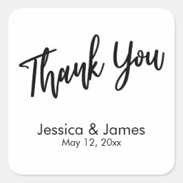 Einfache Lässige Typografie Danke Black & White Quadratischer Aufkleber