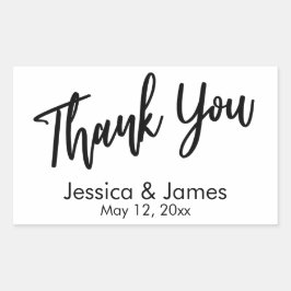 Einfache Lässige Typografie Danke Black & White Rechteckiger Aufkleber