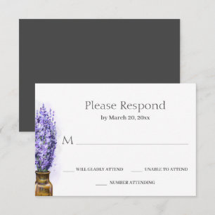 Einfache Lavendel-Blume Moderne Blumenhochzeit RSVP Karte