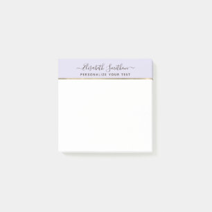 Einfache Lavendel & Gold Minimal Personal Statione Post-it Klebezettel