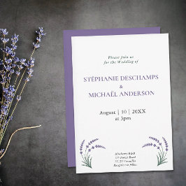 Einfache Lavendel-Hochzeit Einladung