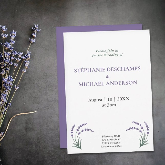 Einfache Lavendel-Hochzeit Einladung (Simple Lavender Wedding Invitation)