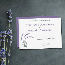 Einfache Lavendel-Hochzeit Save The Date Einladung