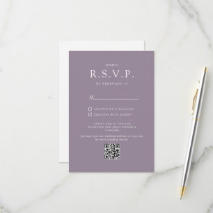 Einfache Lavendel-Minimalist- QR CODE-Hochzeits-RS RSVP Karte