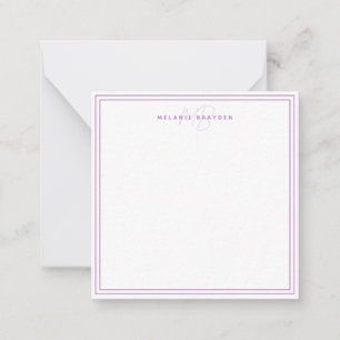 Einfache Lavendel Minimalistisch Monogramm Zwei Gr Mitteilungskarte