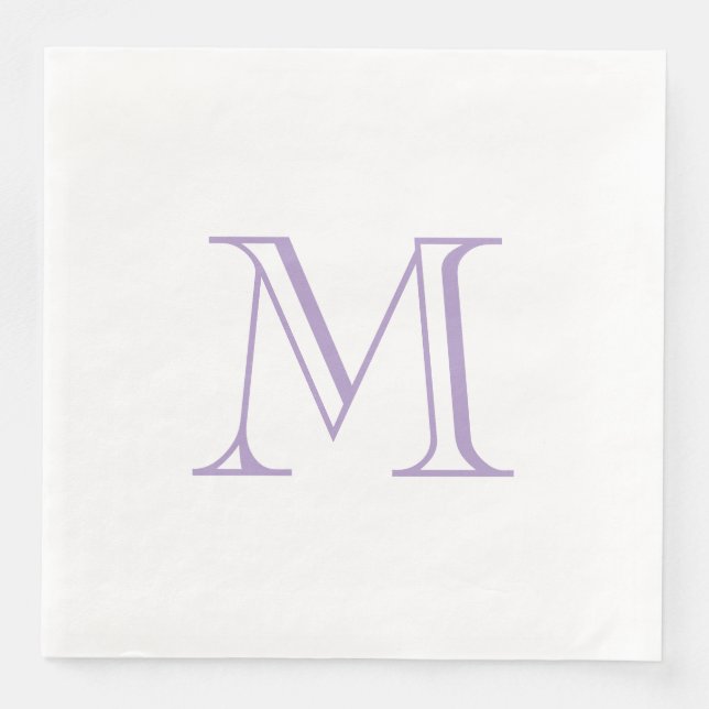Einfache Lavendel-Monogramm-Papier-Serviette Serviette (Vorderseite)