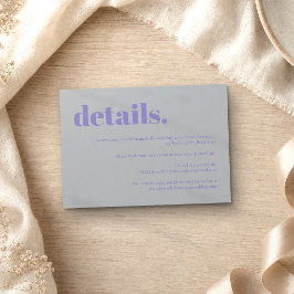 Einfache Lavendel Silber Hochzeitsdetails RSVP Karte
