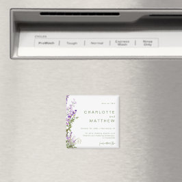 Einfache Lavendelhochzeit Rettete unser Datum Magnet