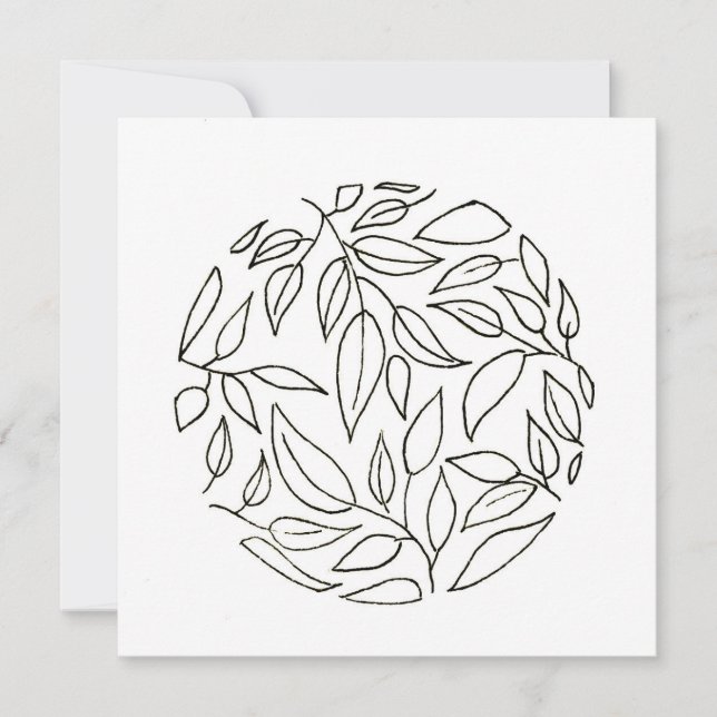 Einfache Leaf-Kontur-Karten mit Journal Einladung (Vorderseite)