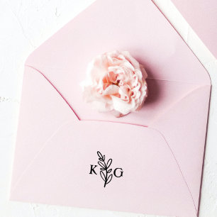 Einfache Leaf-Monogramm Gummistempel