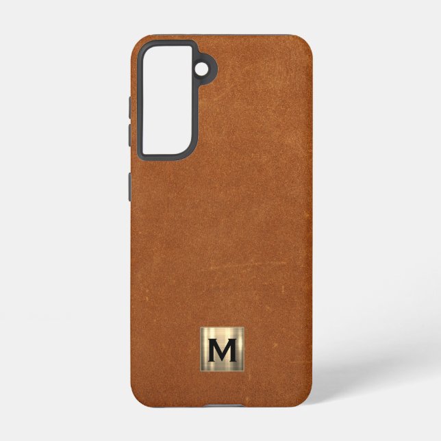 Einfache Leder Luxus Gold Monogram Samsung Galaxy Hülle (Rückseite)
