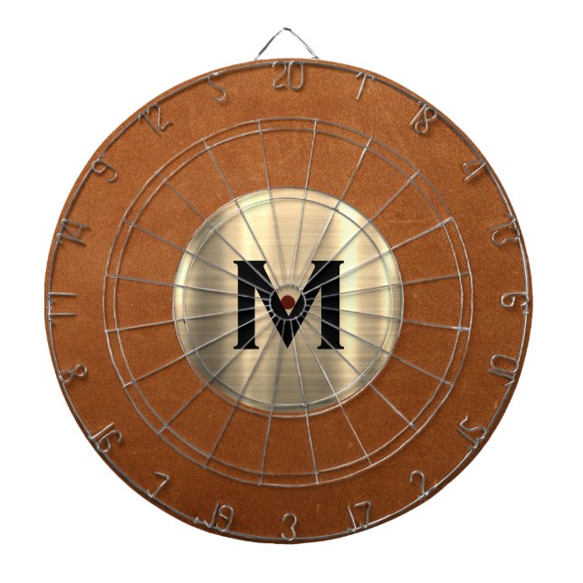 Einfache Ledergoldmonogramm Dartscheibe (vorne)