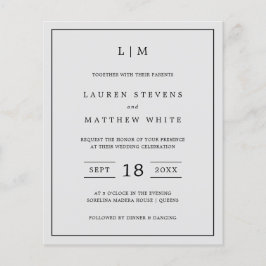 Einfache leichte, graue Monogramm Budget Hochzeit