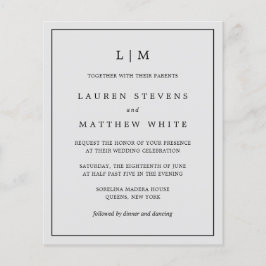 Einfache leichte, graue Monogramm Budget Hochzeit