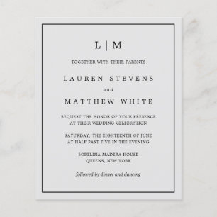 Einfache leichte, graue Monogramm Budget Hochzeit 