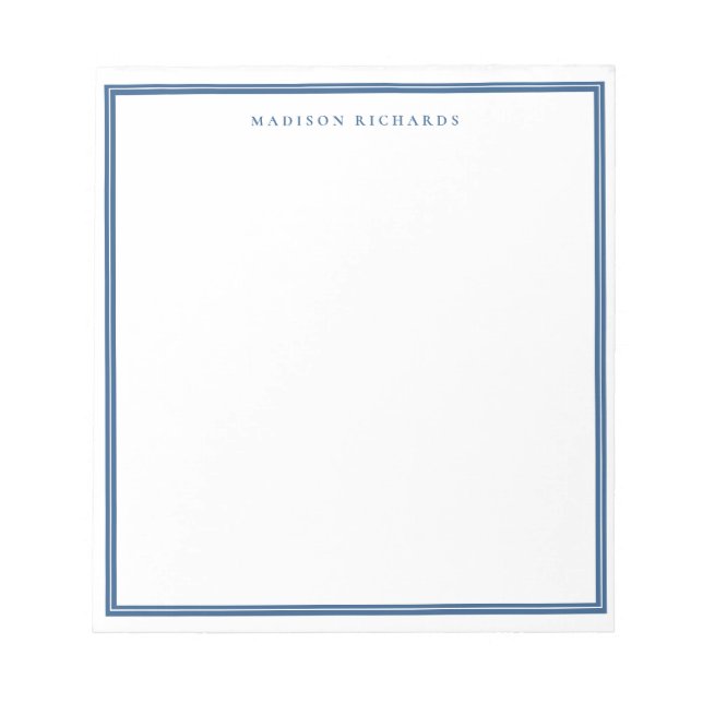 Einfache leichte Navy Blue Border Personalisiert Notizblock (Vorderseite)
