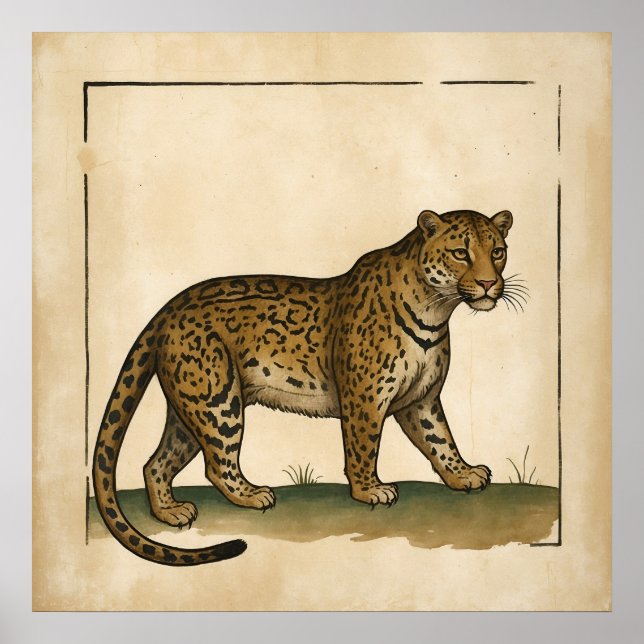 Einfache Leopardenkunst im alten Stil Poster (Vorne)