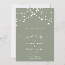 Einfache Lichterkette Hochzeit Sagegrün Einladung