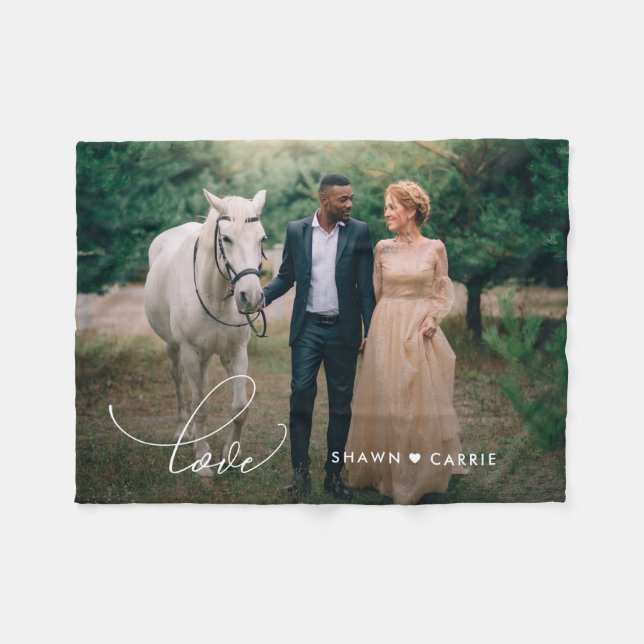 Einfache Liebe bearbeitbare Farbe Personalisierte  Fleecedecke (Vorderseite (Horizontal))