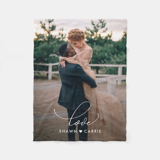 Einfache Liebe bearbeitbare Farbe Personalisierte  Fleecedecke (Vorderseite)