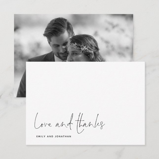 Einfache Liebe Dank Script Foto Wedding Vielen Dan Mitteilungskarte (Vorne/Hinten)