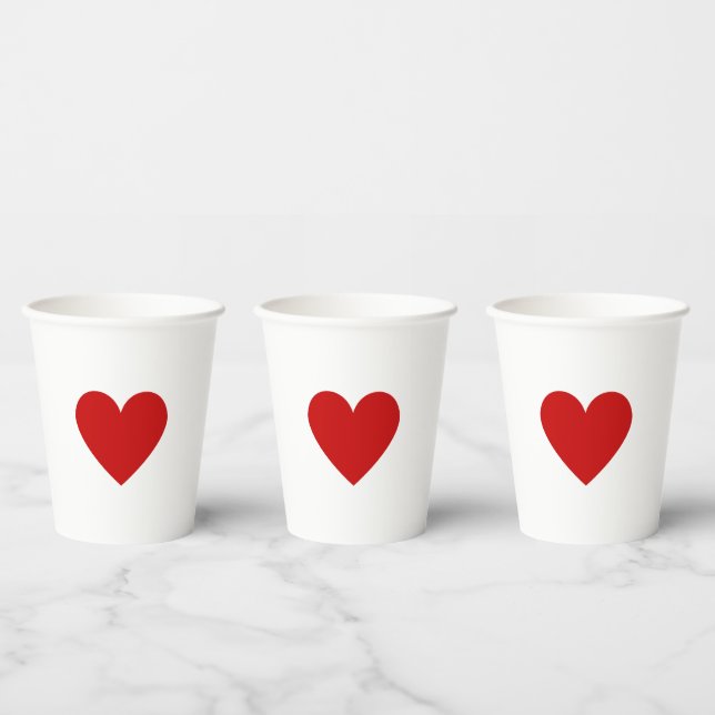 Einfache Liebe des Roten Herzens Minimalistisch Mo Pappbecher (Multi)