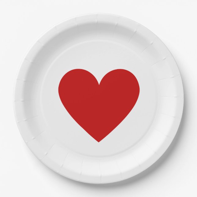 Einfache Liebe des Roten Herzens Minimalistisch Mo Pappteller (Vorderseite)