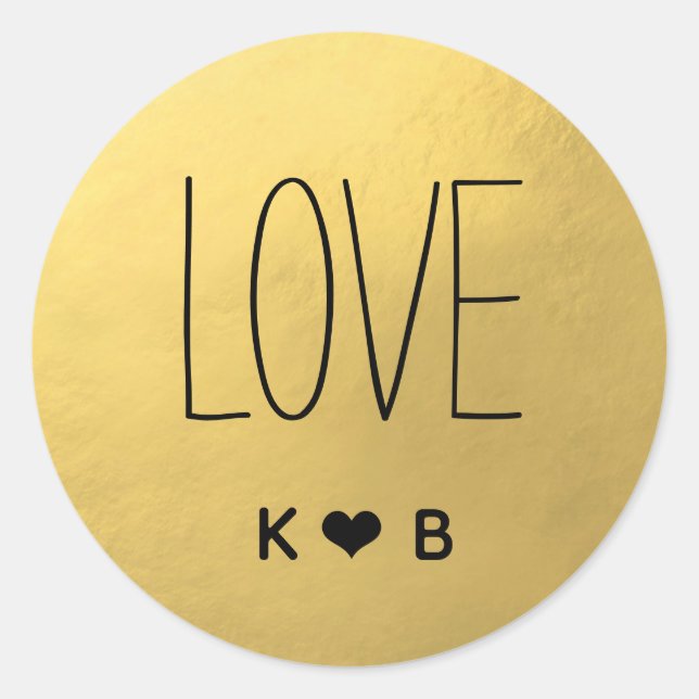 Einfache LIEBE Imitate Gold Foil Wedding Siegel Runder Aufkleber (Vorderseite)