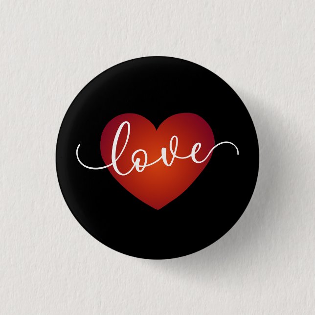 Einfache Liebe Kalligraphie Valentine | Schaltfläc Button (Vorderseite)