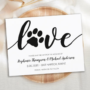Einfache Liebe Paw Print Wedding Save the Date Ankündigungspostkarte