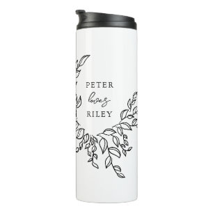 Einfache Liebe Script Botanische Krustenpaare Foto Thermosbecher