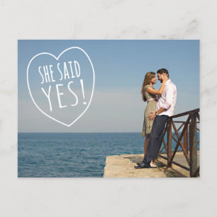 Einfache Liebe Sie sagte ja Save the Date Postkart Ankündigungspostkarte