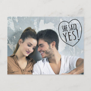 Einfache Liebe Sie sagte ja Save the Date Postkart Ankündigungspostkarte