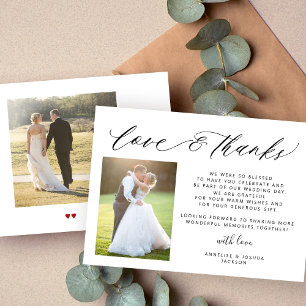 Einfache Liebe und dank 2 Fotos Hochzeit Dankeskarte