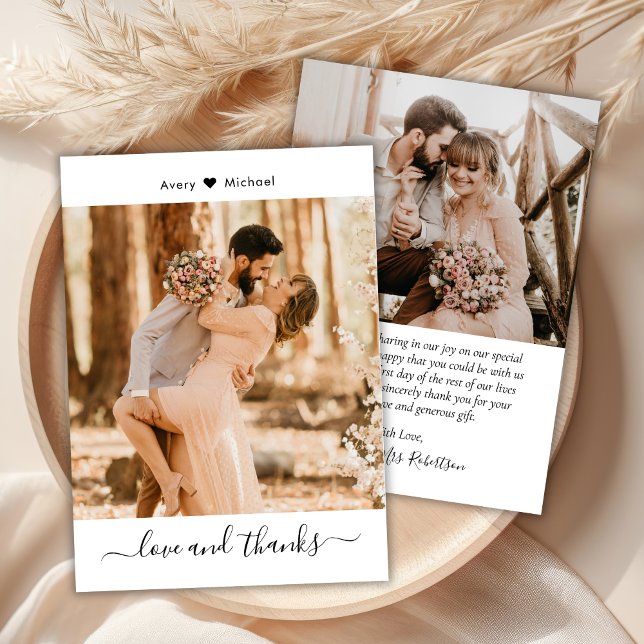 Einfache Liebe und dank Script Heart Foto Wedding Dankeskarte (Von Creator hochgeladen)
