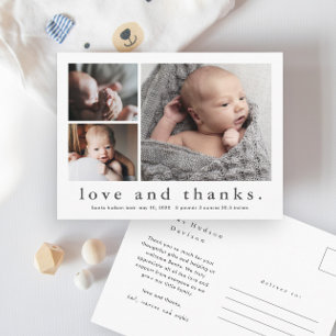 Einfache Liebe und Dankeschön 3 Foto Baby Danksagu Postkarte