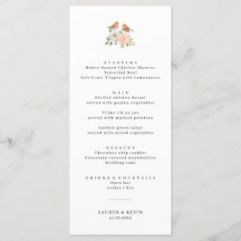 Einfache Liebesvögel Hochzeitkarte Menükarte