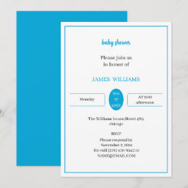 Einfache Light Blue Baby Dusche Personalisiert Einladung