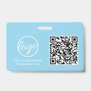 Einfache Light Blue QR Code Mitarbeiter-ID Ausweis