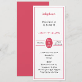 Einfache Light Red Baby Dusche nach Maß Einladung